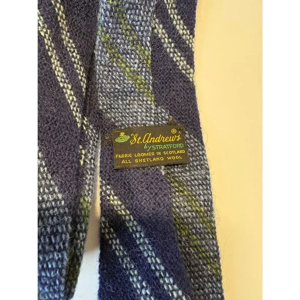 Mens Plaid Shetland Wool Neck Tie by St. Andrew's by Stratford